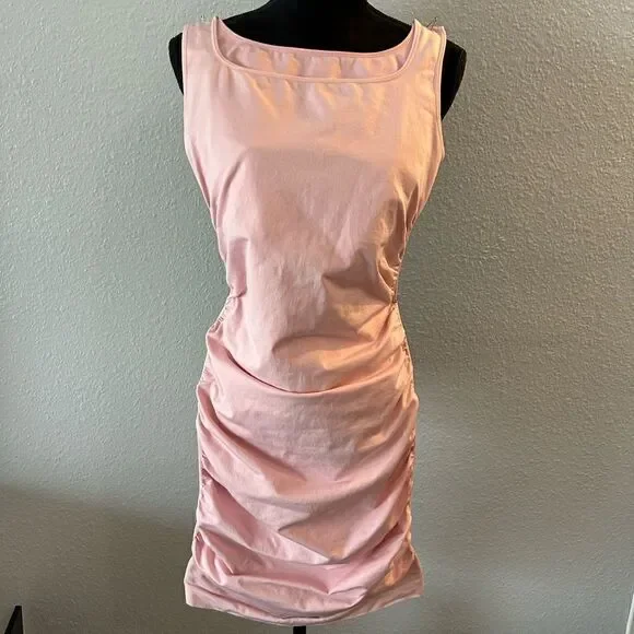 Baby Pink Ruched Bodycon Party Dress – Stretchy – One Size – NWOT - Picture 3 of 3